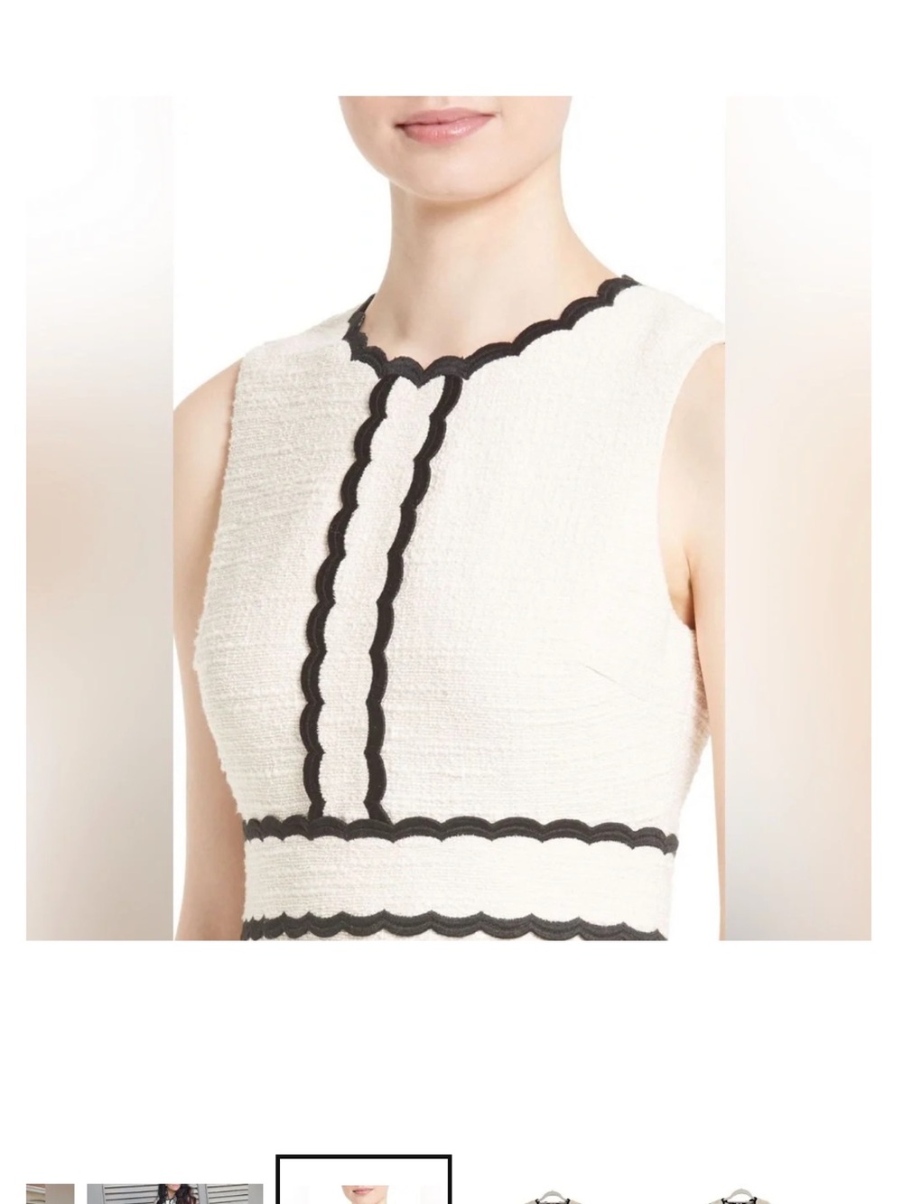 Kate Spade New York Cream
Black Scallop Trim Tweed A-Line
Dress Size 4 EUC - Picture 3 of 16